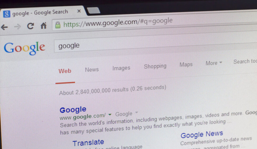 google search results page on laptop
