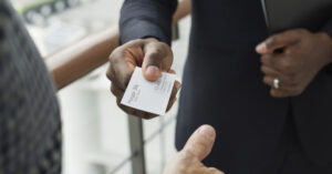 exchanging business card